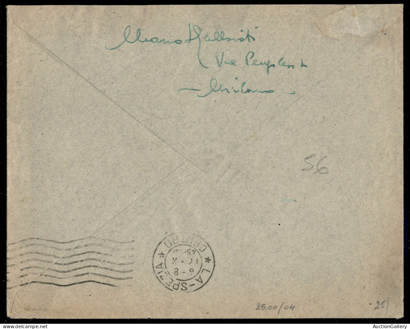 Luogotenenza - Lettera Da Milano  Del 13.X.45 Per La Spezia Affrancata Con Imperiale 1,75 Lire Arancio + 15 Cent Verde S - Other & Unclassified