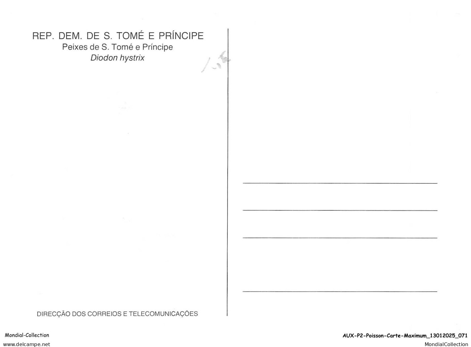 AUXP2-0090-POISSON-CARTE-MAXIMUM - STOME E PRINCIPE - DIODON HYSTRIX - Fish & Shellfish
