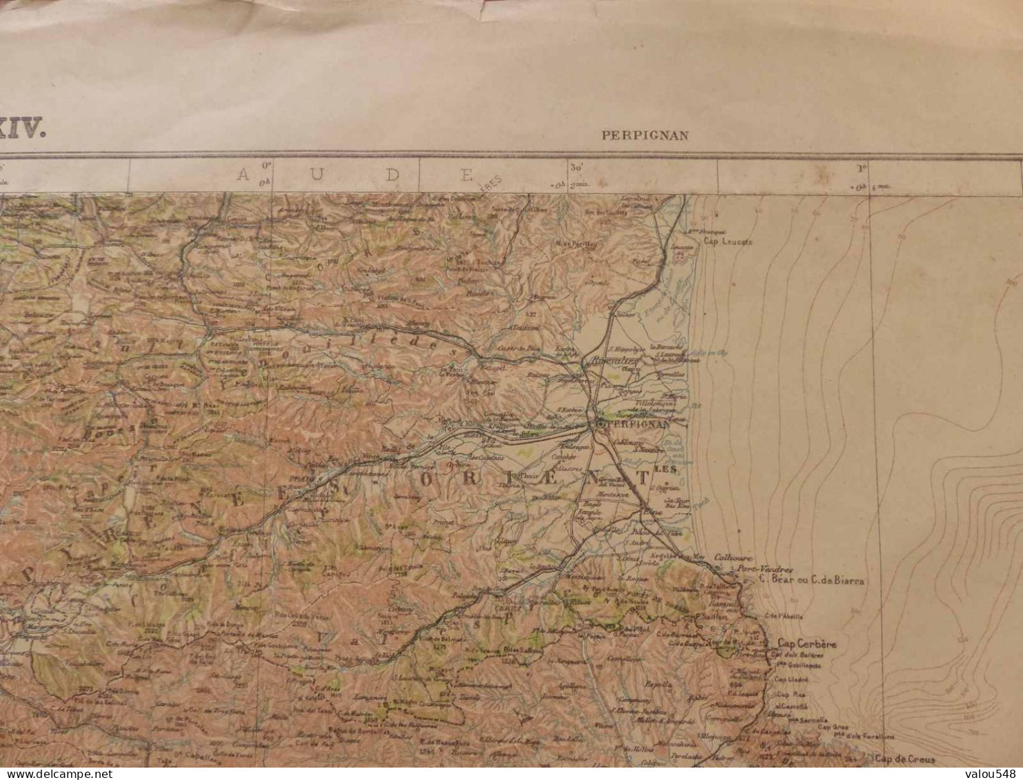 VP-3920 , Carte Militaire, Service Géographique De L'Armée, Feuille XIV, PERPIGNAN, Février 1930 - Geographical Maps