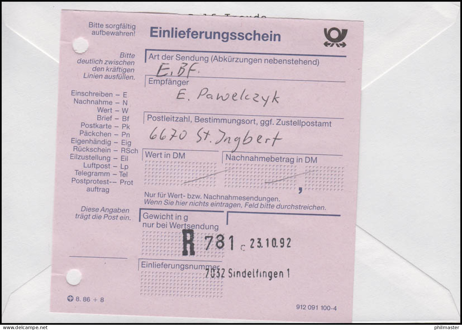 1615 Umweltschutz Rettung Regenwald MiF R-Bf SSt Sindelfingen Vogel 23.10.1992 - Umweltschutz Und Klima