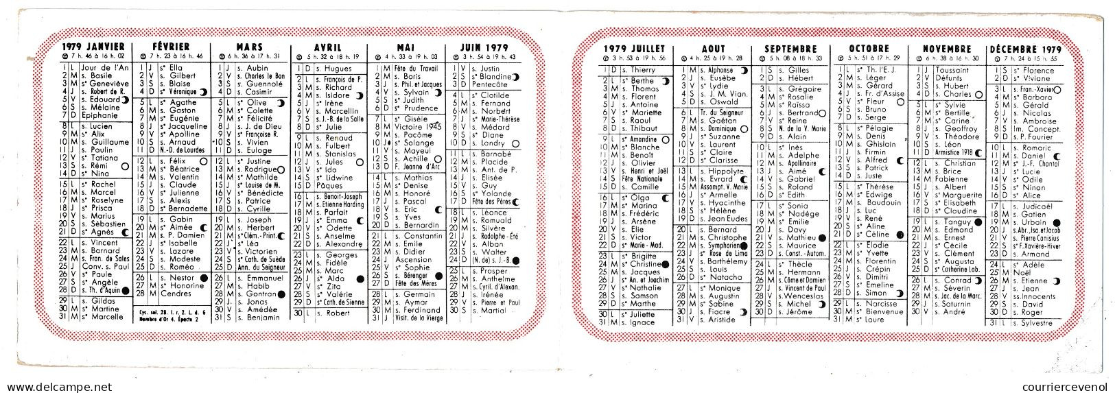 FRANCE - MARSEILLE - Calendrier "Jules Rocca-Serra Votre élu Au Service De Tous" (1979) - Petit Format : 1971-80