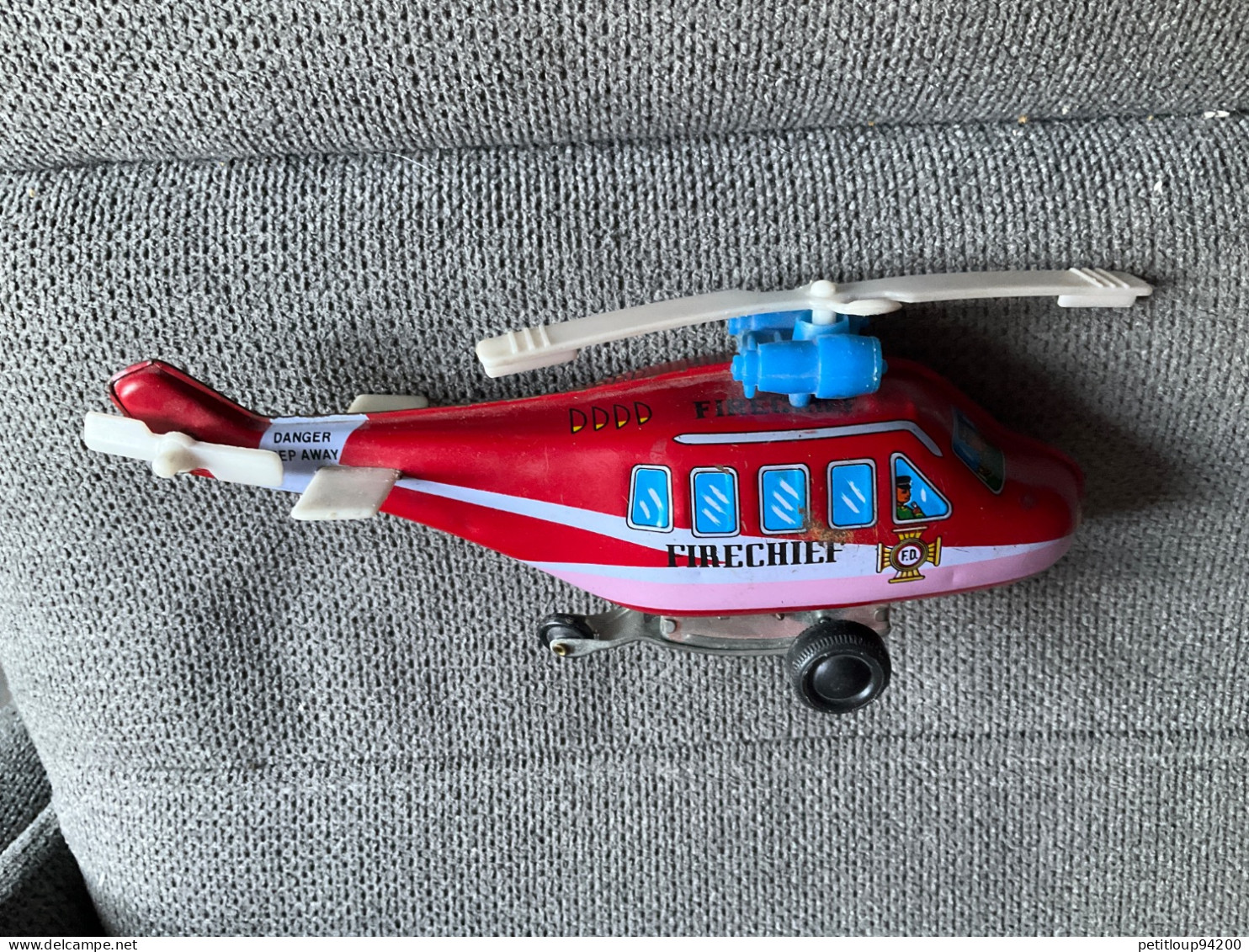 HELICOPTERE Pompiers   MTU Tôle Lithographiée MADE In KOREA - Jouets Anciens