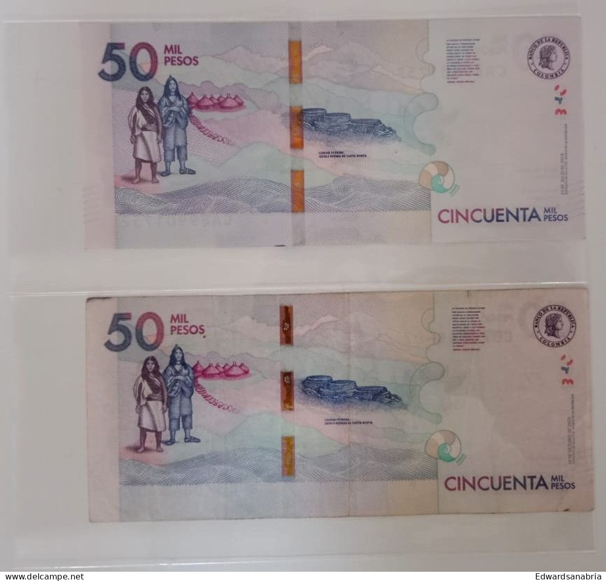 Billetes nueva y antigua generación de Republica de Colombia.