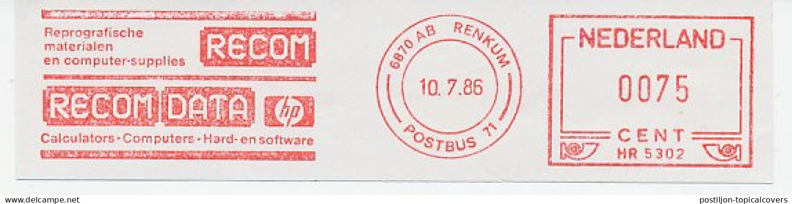 Meter Cut Netherlands 1986 Recom - HP - Calculators - Computers