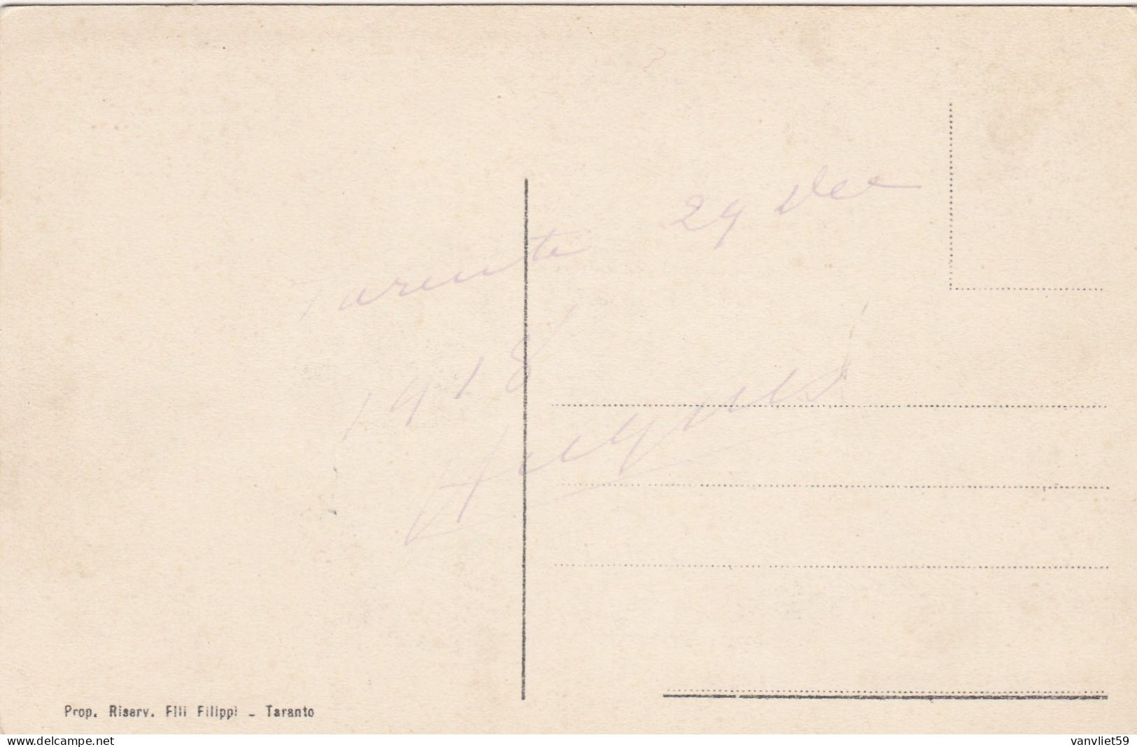 TARANTO-CASERMA CARLO MEZZACAPA IN VIA PRINCIPE AMEDEO - CARTOLINA DATATA 1918 NON VIAGGIATA -SCANSIONATO RETRO - Taranto