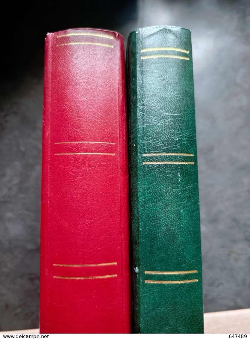 (F2) 2 X Albums de timbres au format A4, 32+24 pages intérieures, 9+10 bandes, fond blanc