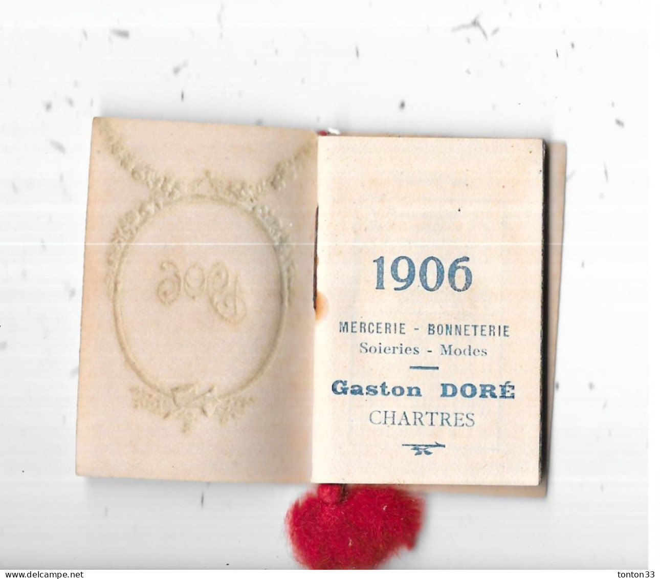 MINI CALENDRIER De 1906 -  PUB MERCERIE-BONNETERIE Gaston DORE à CHARTRES - BAR 23 - - Kleinformat : 1901-20