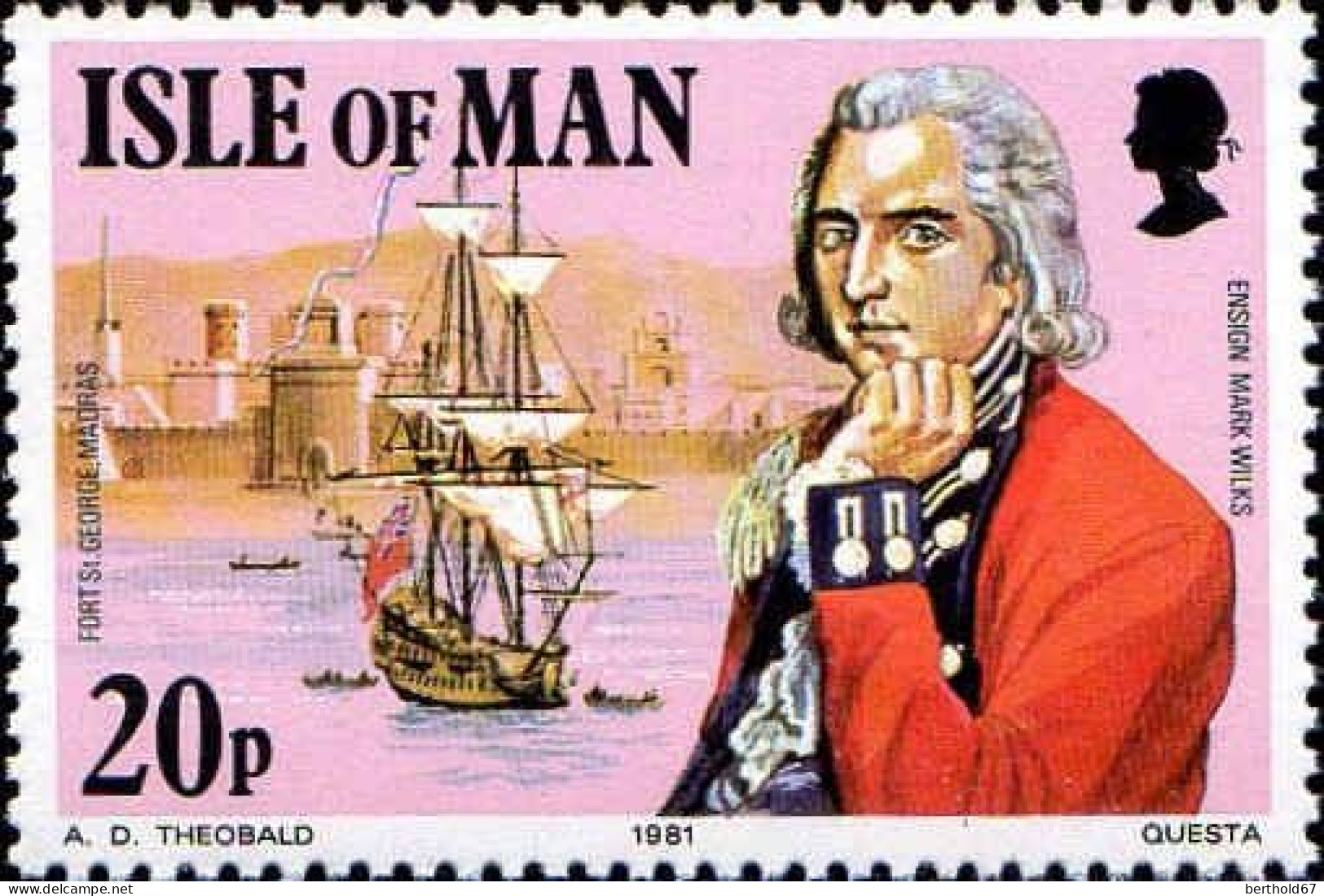 Man Poste N** Yv:185/188 Colonel Mark Wilks - Man (Ile De)