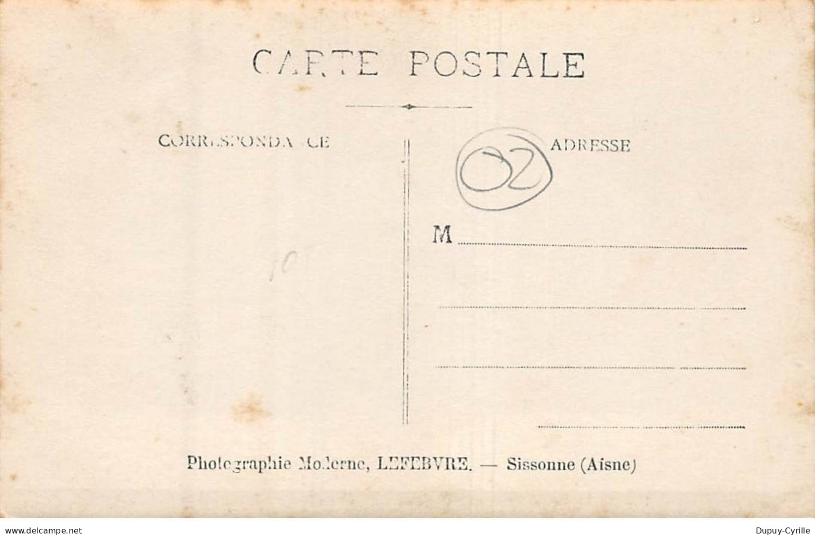 SISSONNE - Photographe Moderne LEFEBVRE - Carte Photo - état - Sissonne