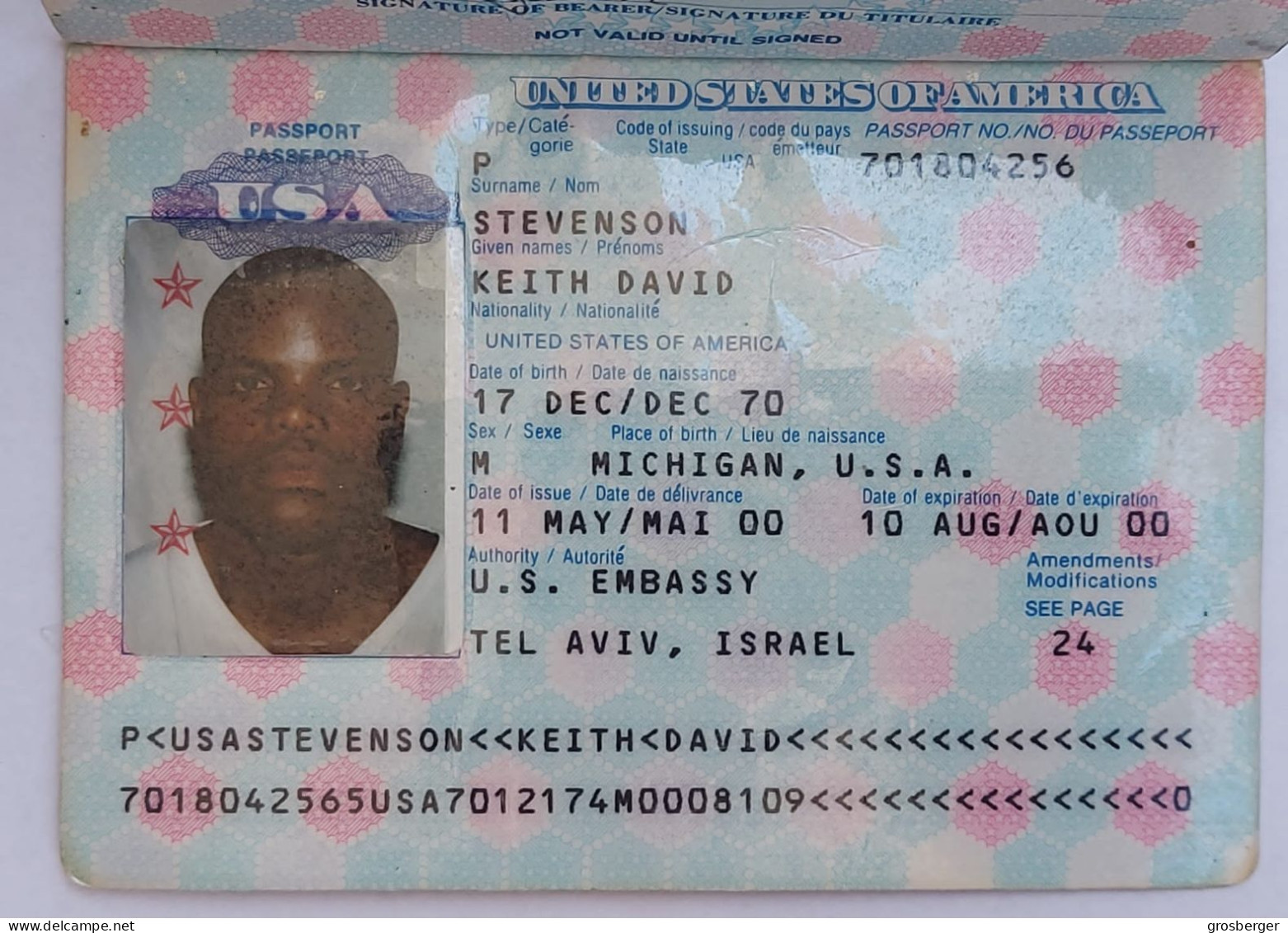 USA  American Temporary Passport Reisepass U.S. Embassy Tel Aviv Israel 2000 - Historical Documents