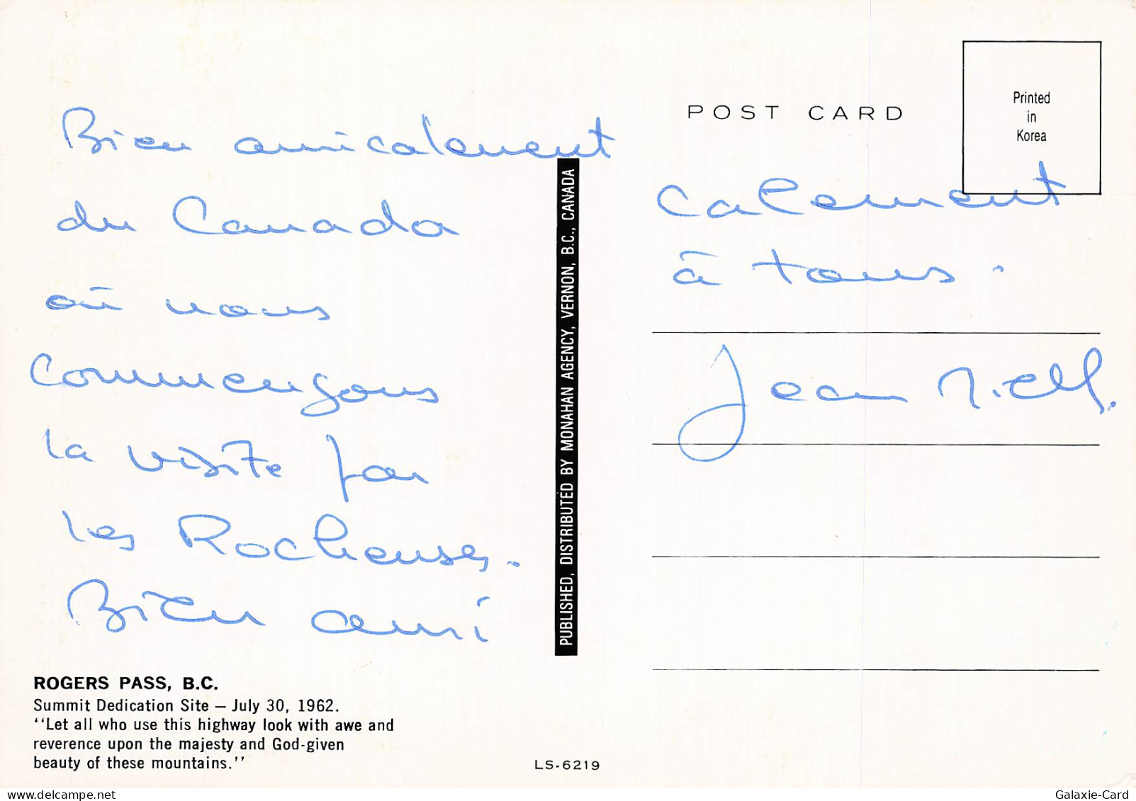 CANADA ROGERS PASS SUMMIT DEDICATION SITE - Unclassified