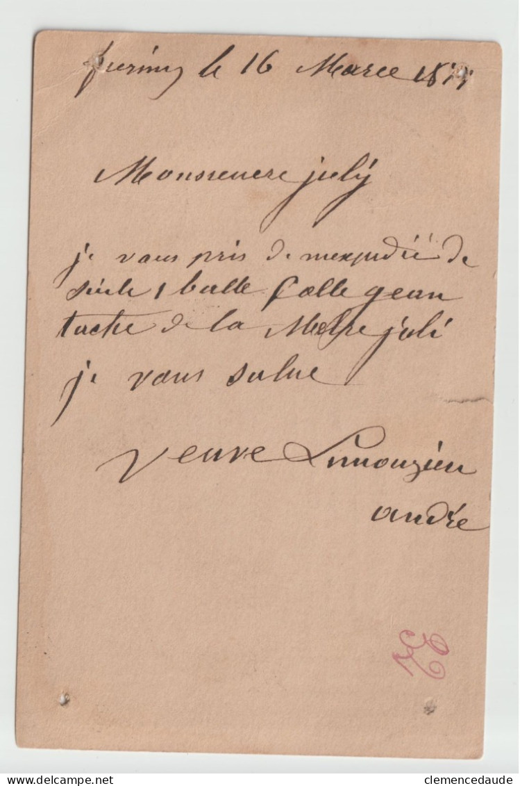 1877 - TYPE SAGE 15C SEUL SUR CPA - FIRMINY LOIRE => NIMES GARD - - 1876-1898 Sage (Type II)