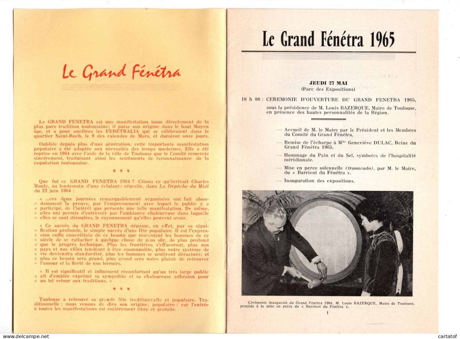 LE GRAND FENETRA 1965 TOULOUSE . Programme Souvenir - Programmes