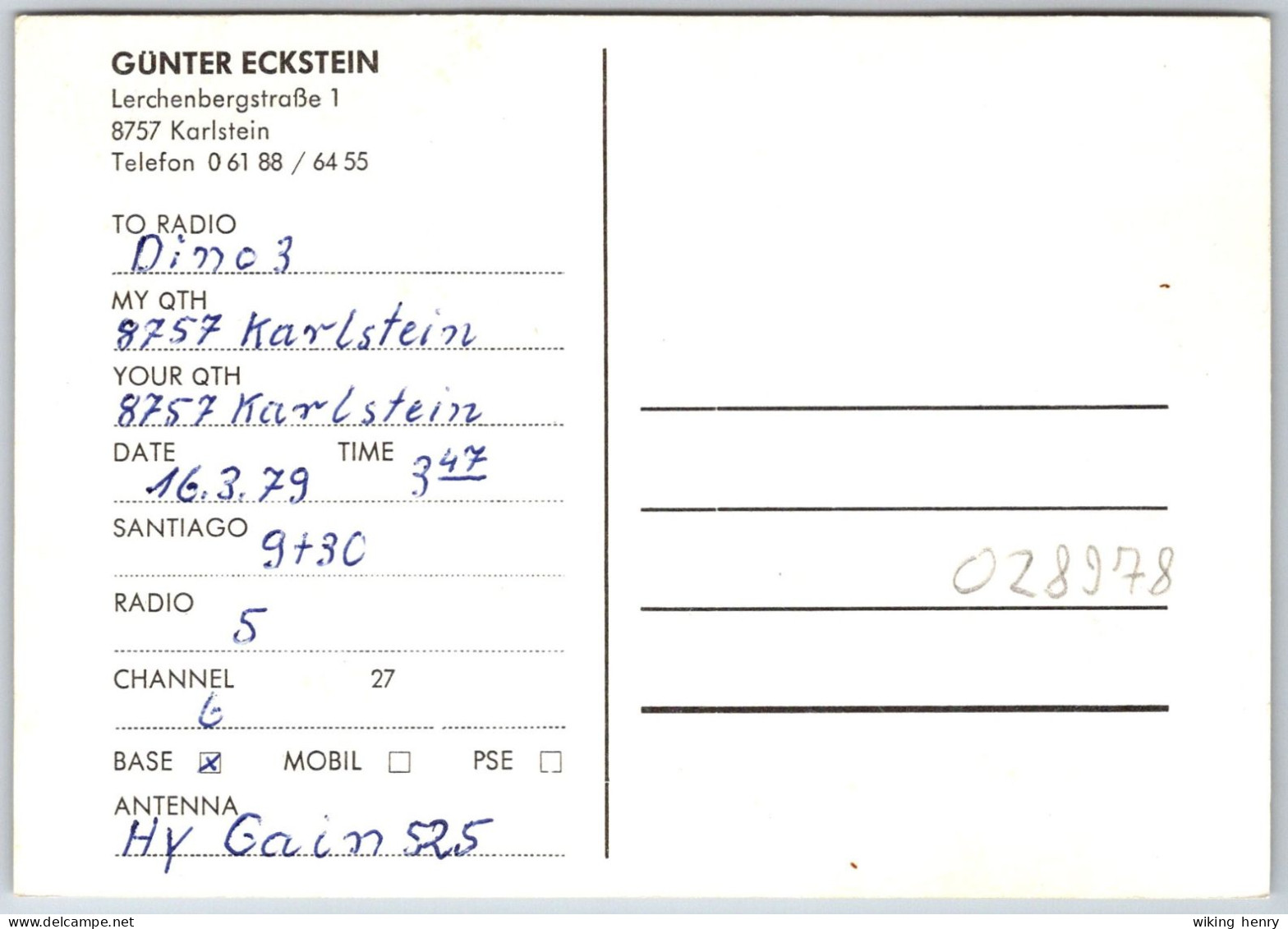 QSL Karte - Karlstein - QSL Von CB Station Alpha I + II - Mit Wappen - CB-Funk