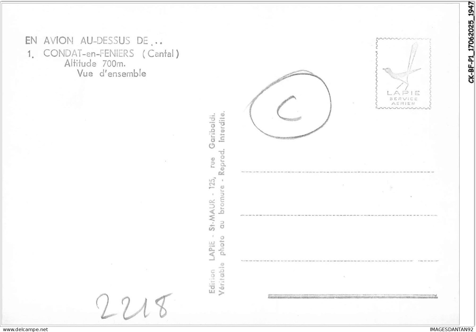 CK-BFP1-0974-15 - EN AVION AU-DESSUS DE CONDAT-EN-FENIERS - Vue D'ensemble - Condat
