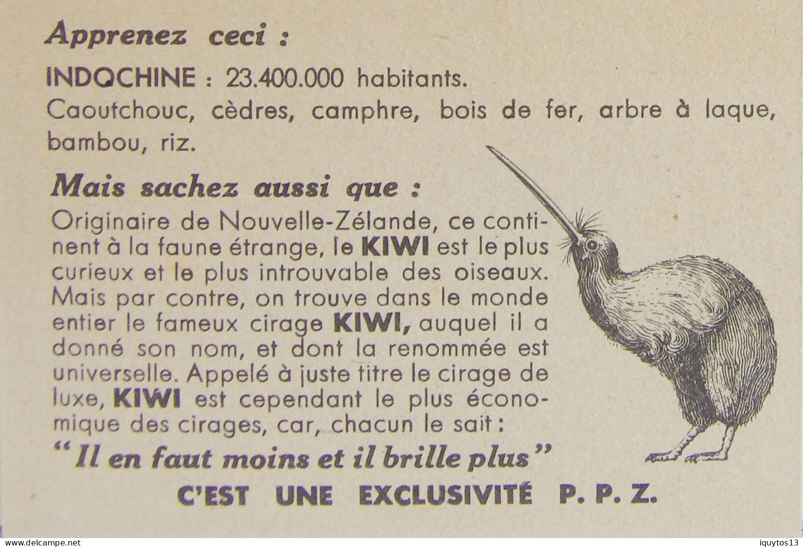 Chromos & Images > EMPIRE FRANCAIS - INDO-CHINE - Pub Kiwi - TBE - Aardrijkskunde
