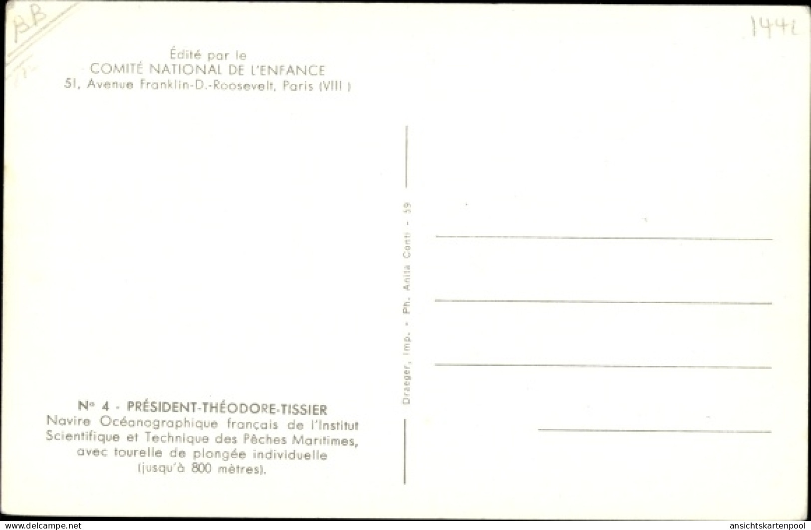CPA Französisches Kriegsschiff, Präsident Théodore Tissier - Sonstige & Ohne Zuordnung