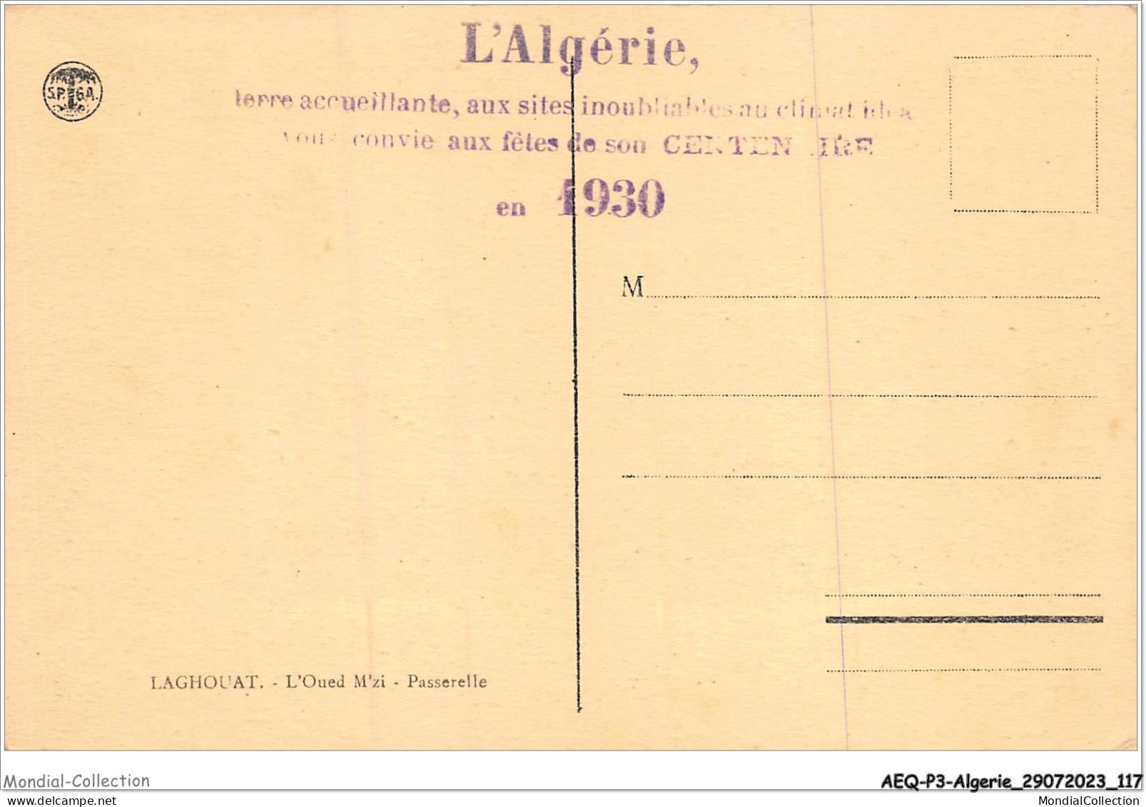 AEQP3-ALGERIE-0235 - LAGHOUAT - L'oued M'zi - Passerelle - Laghouat