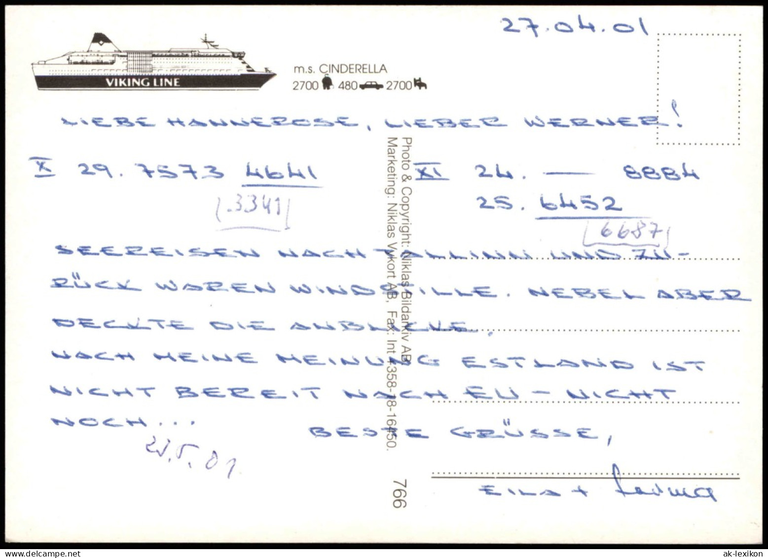 Ansichtskarte  Schiff Ship Fähre MS CINDERELLA VIKING LINE 2001 - Fähren
