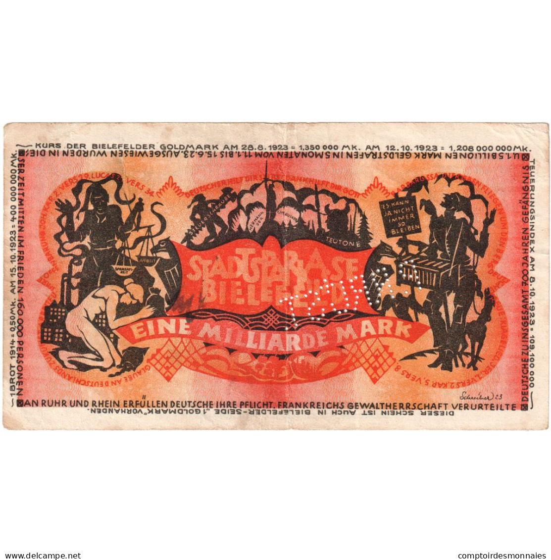Allemagne, Bielefeld, 1 Milliarde Mark, 1923-02-01, TB - Monetary /of Necessity