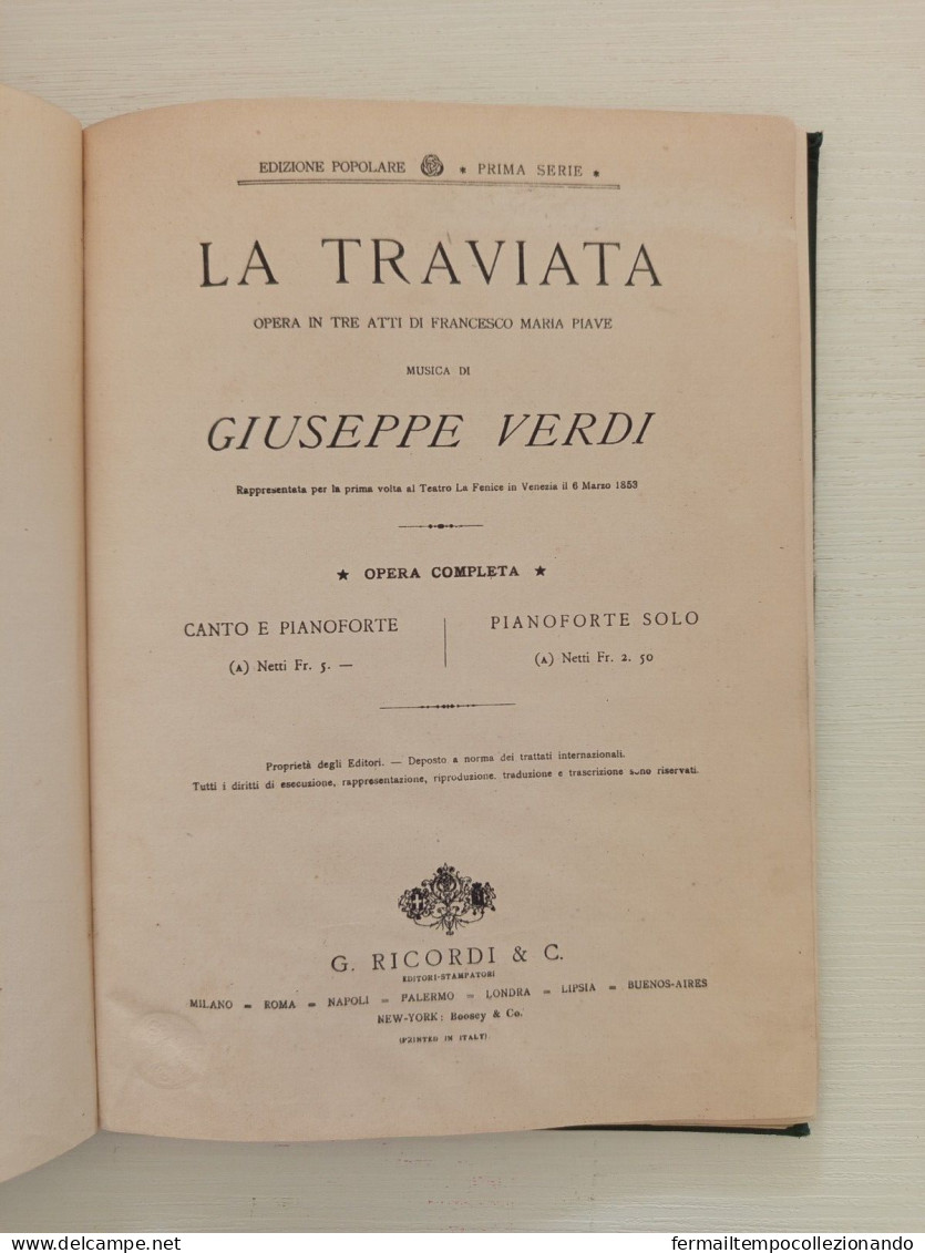 Ce2,opera In Tre Atti,la Traviata,giuseppe Verdi,canto E Pianoforte, - Scores & Partitions