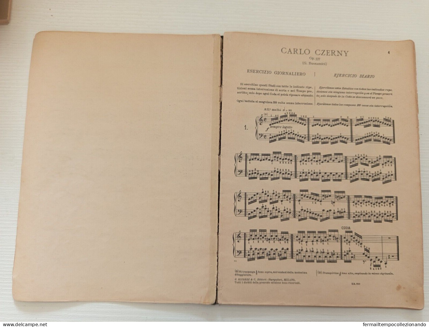 Ce24,antico Spartito,czerny,esercizio Giornaliero Sul Pianoforte - Partitions Musicales Anciennes