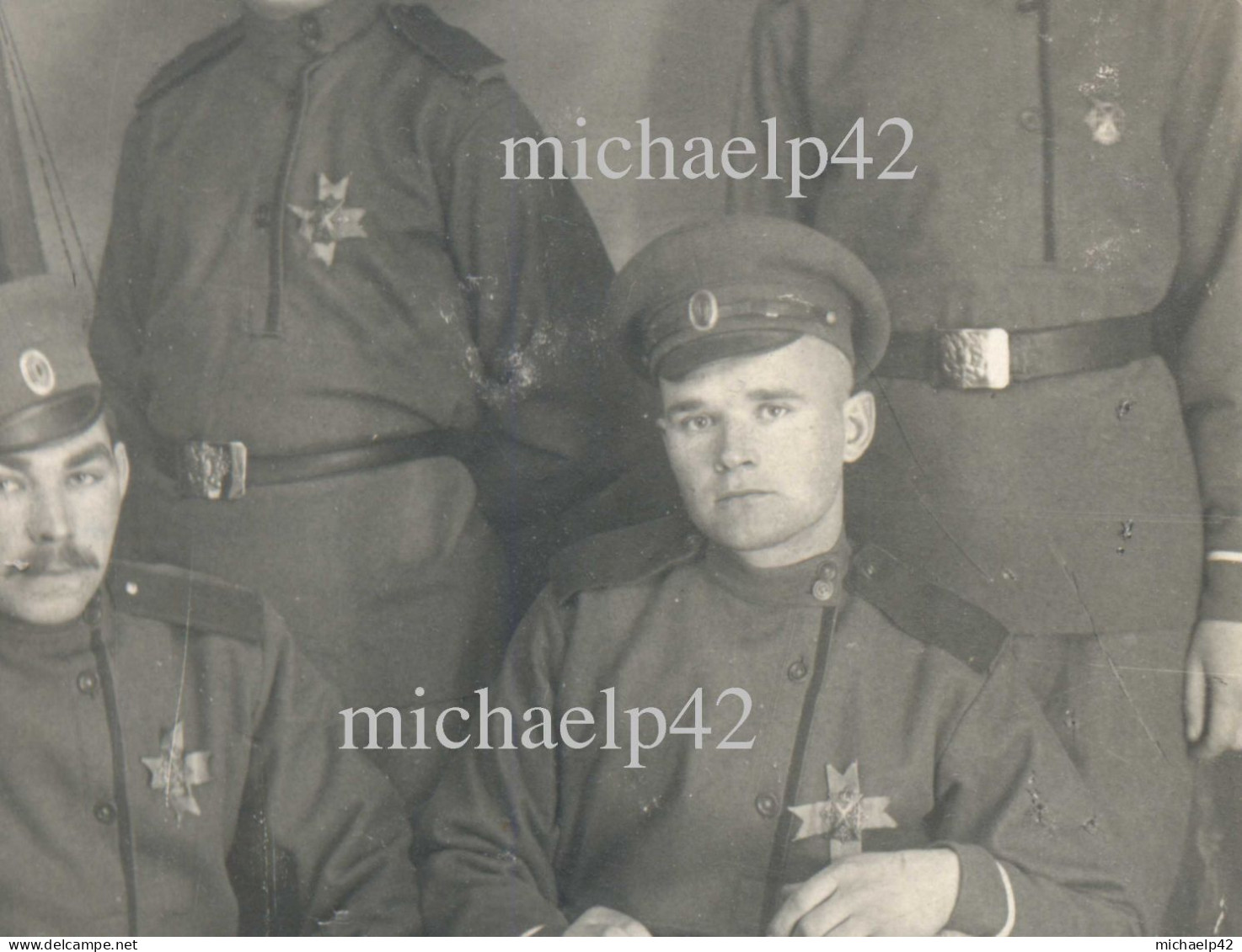 Russian Imperial Life Guards Preobrazhensky Soldiers With Regimental Badges Photo - 1914-18