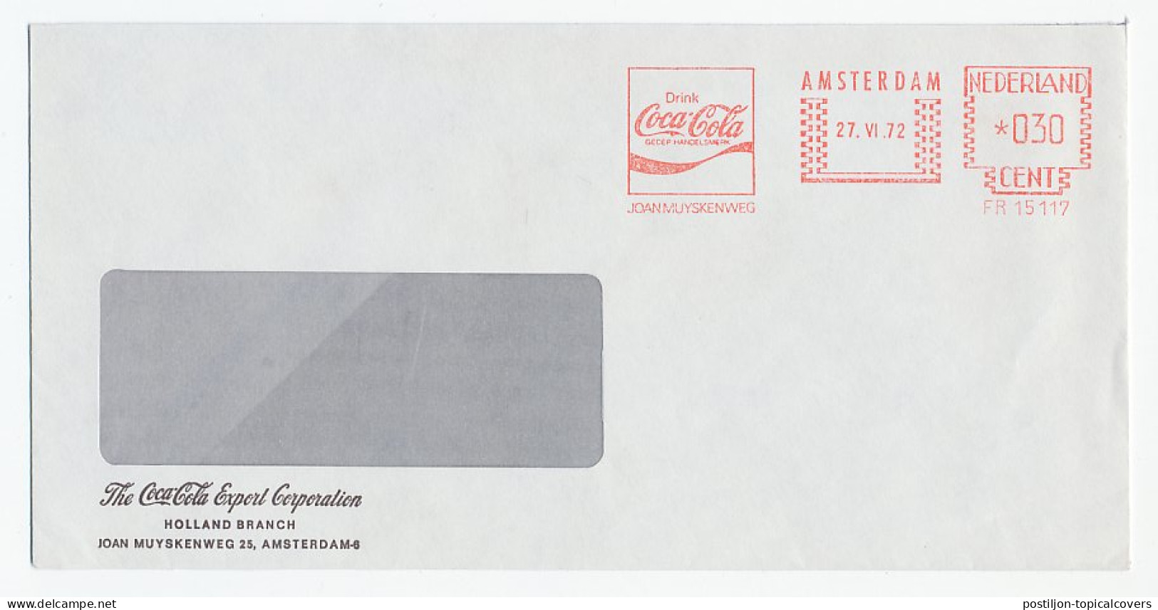 Meter Cover Netherlands 1972 Coca Cola - Other & Unclassified