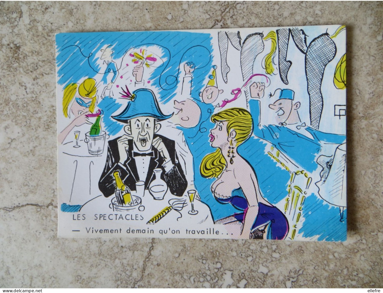 CPM Humour Illustrateur Saint Geniès Série Les Spectacles - Pin Up Cabaret Ouvreuse Champagne Vivement Demain Qu'on Trav - Humour