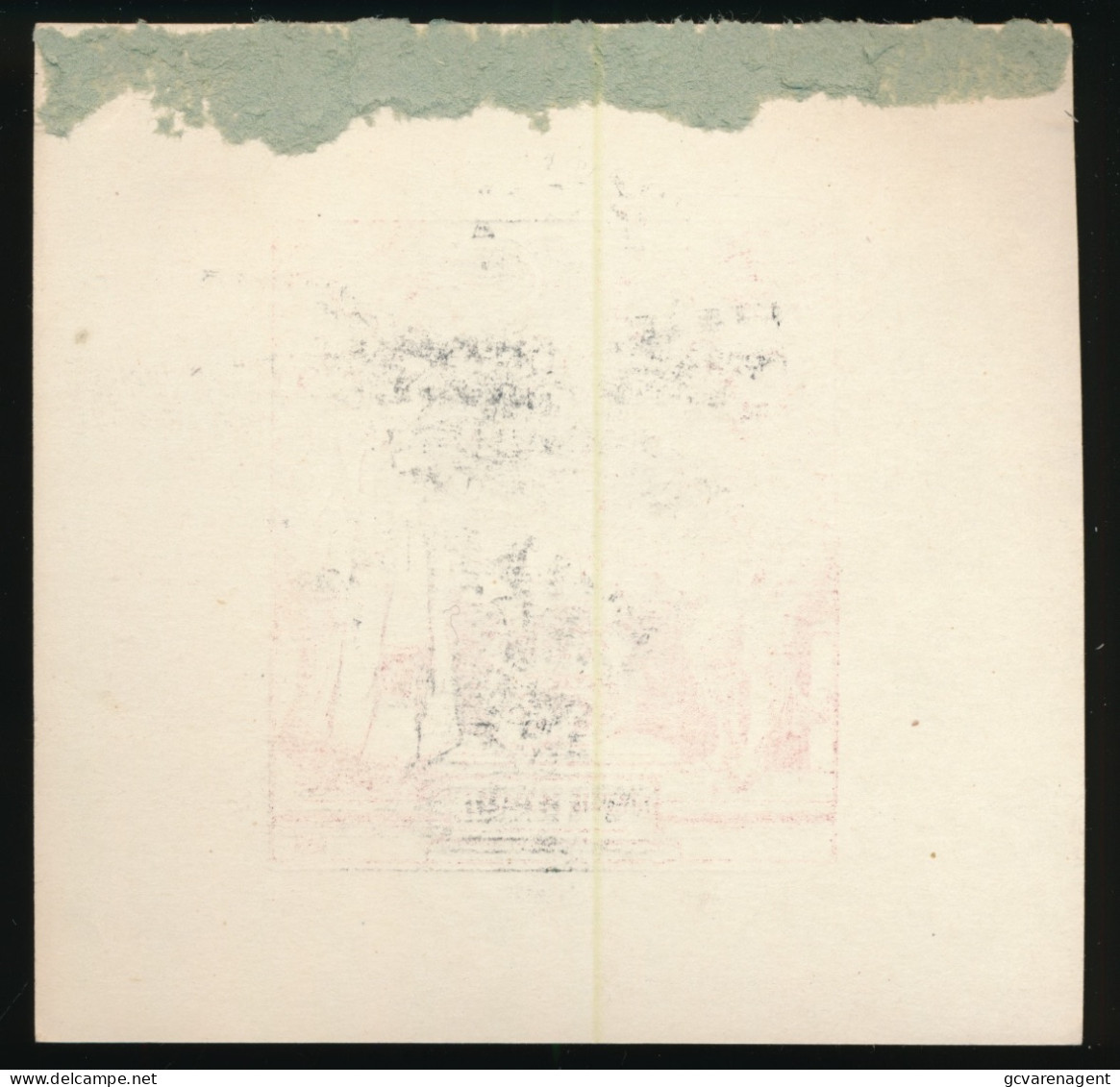 EX LIBRIS   12,5 X 12 CM. LIJMREST BOVENAAN  ACHTERZIJDE - Ex Libris