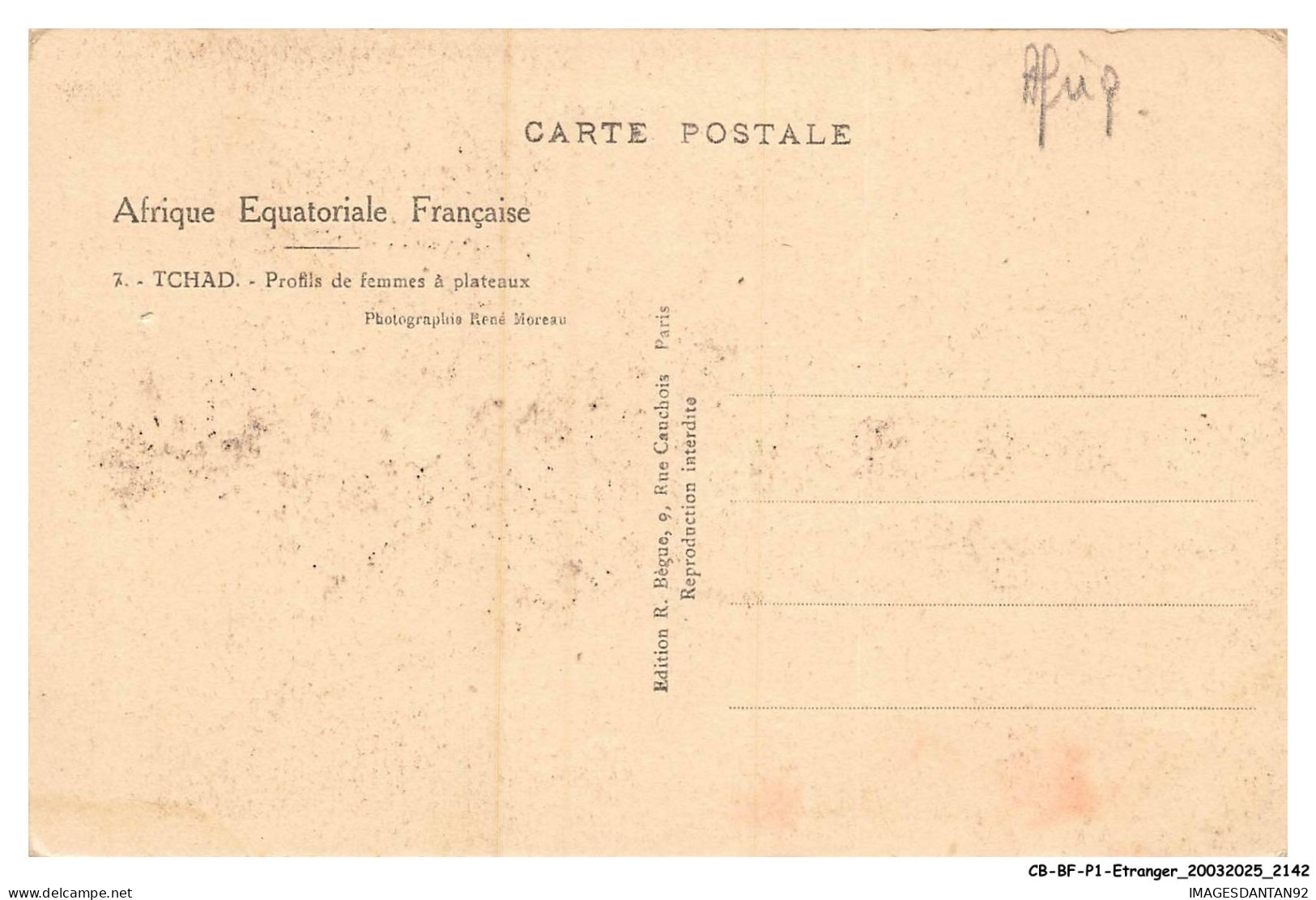 CB-BFP1-1073-TCHAD - TCHAD - Profils De Femme A Plateaux - Tschad