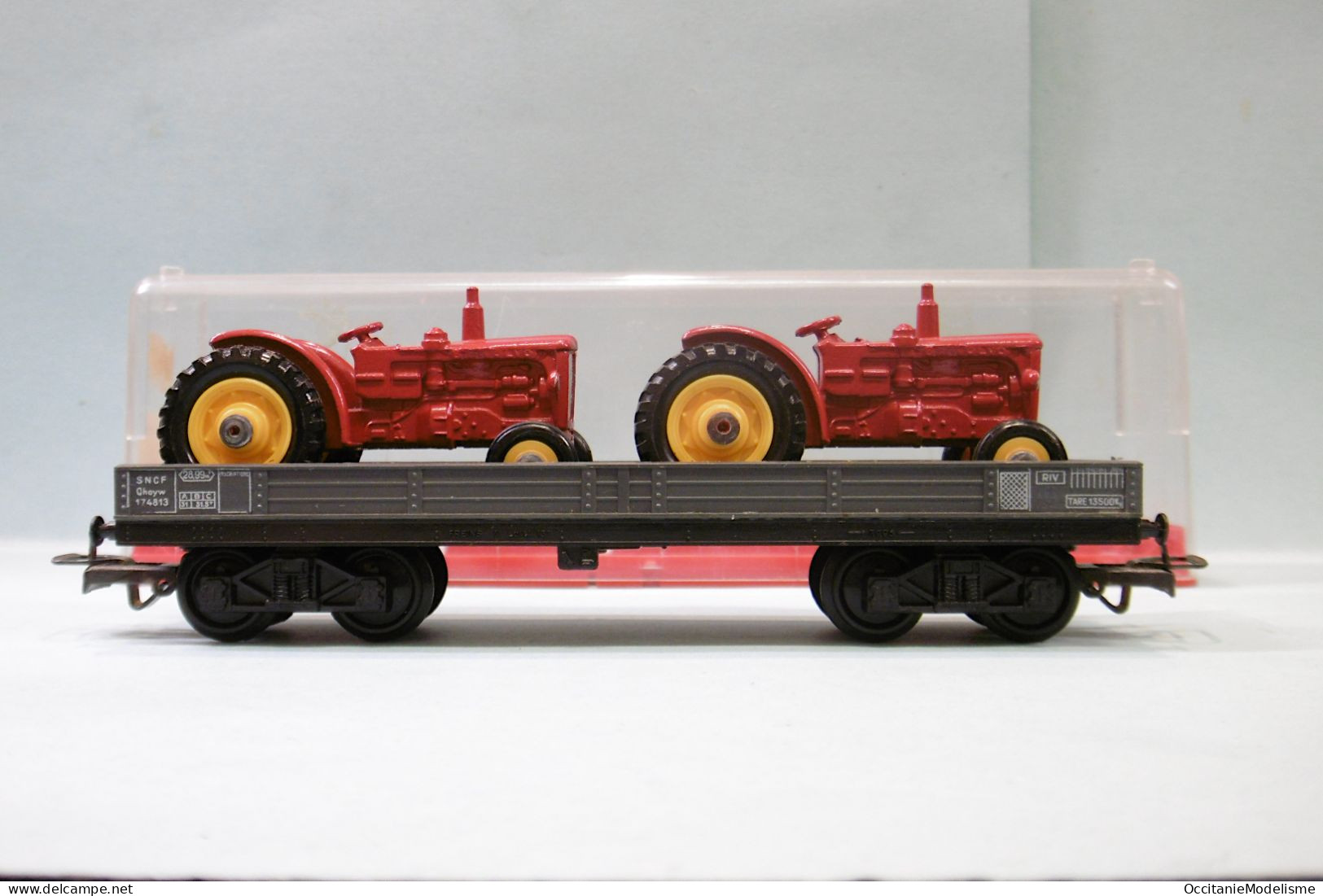 Jouef - WAGON PLAT TP SNCF Gris + 2 TRACTEURS Rouge Corgi Réf. 6520 BO HO 1/87 - Goods Waggons (wagons)