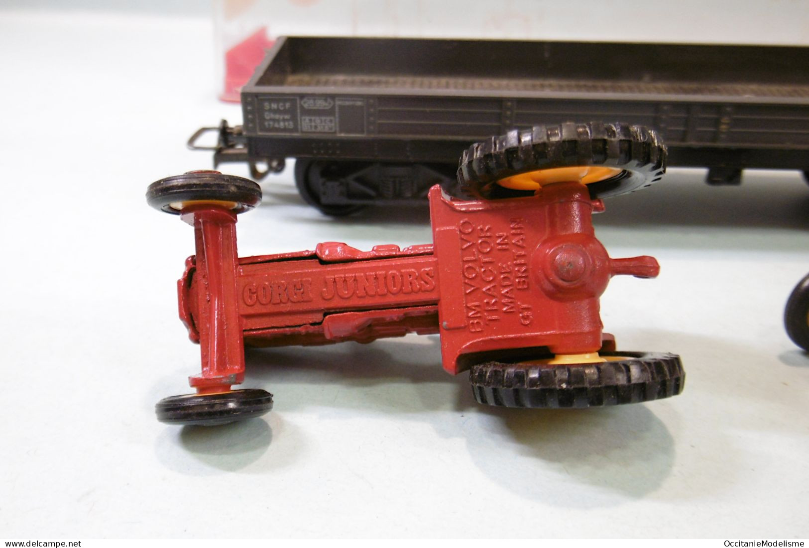 Jouef - WAGON PLAT TP SNCF Gris + 2 TRACTEURS Rouge Corgi Réf. 6520 BO HO 1/87 - Goods Waggons (wagons)