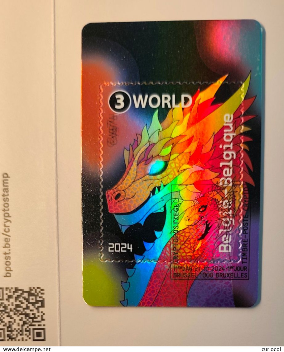 Belgium 2024 FDS First Day Sheet, Crypto Stamp (black) With First Day Cancellation, Dragon Draak - 2021-…