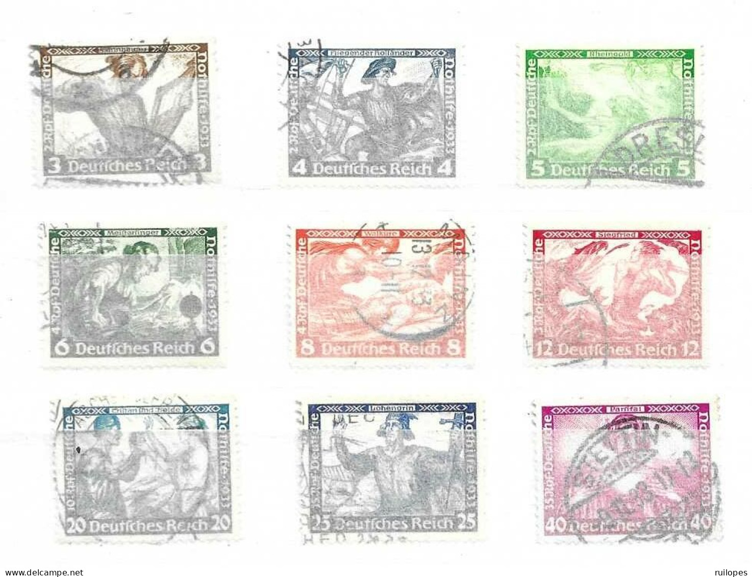 REICH  -  1933 - COMPLET SET - Scott Nr B49/B57 - Used Stamps