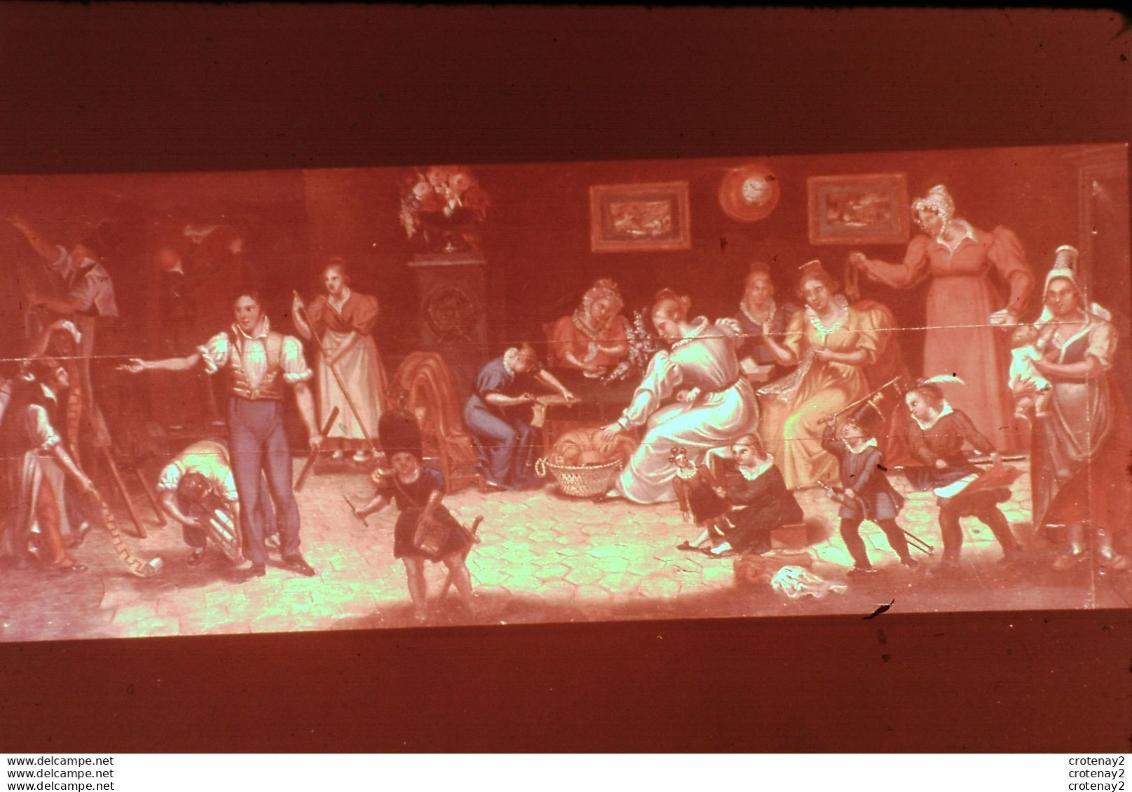 Photo Diapo Diapositive Slide L'ENFANCE Au XIXè N°8 L'Atelier Familial Peinture Anonyme 1820 VOIR ZOOM - Dias