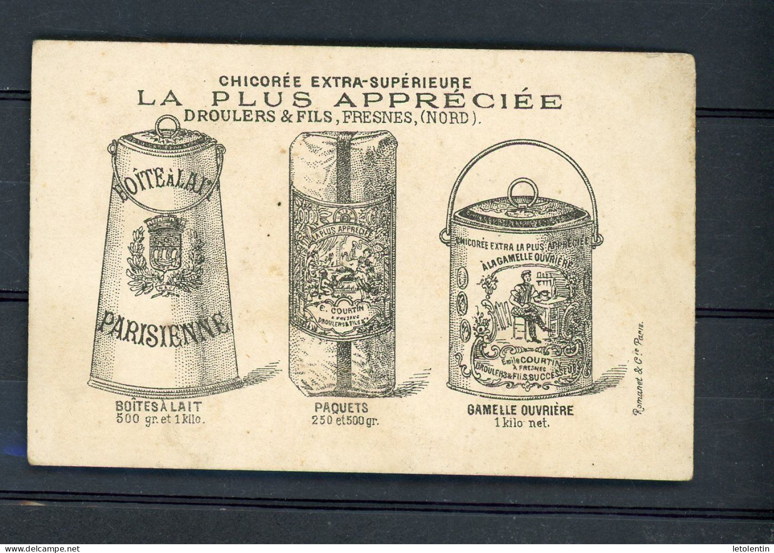CHROMO - LA CHICORÉE COURTIN  DE DROULERS ET FILS À FRESNES 6,5X10 CM. - Thé & Café
