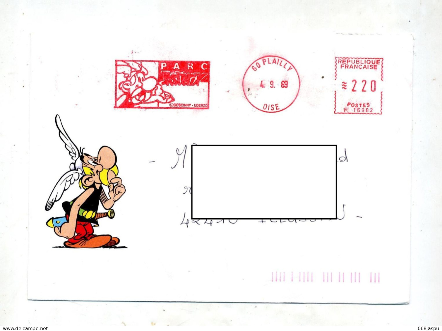 Lettre Flamme Ema Plailly Parc Asterix Ollustré - Freistempel