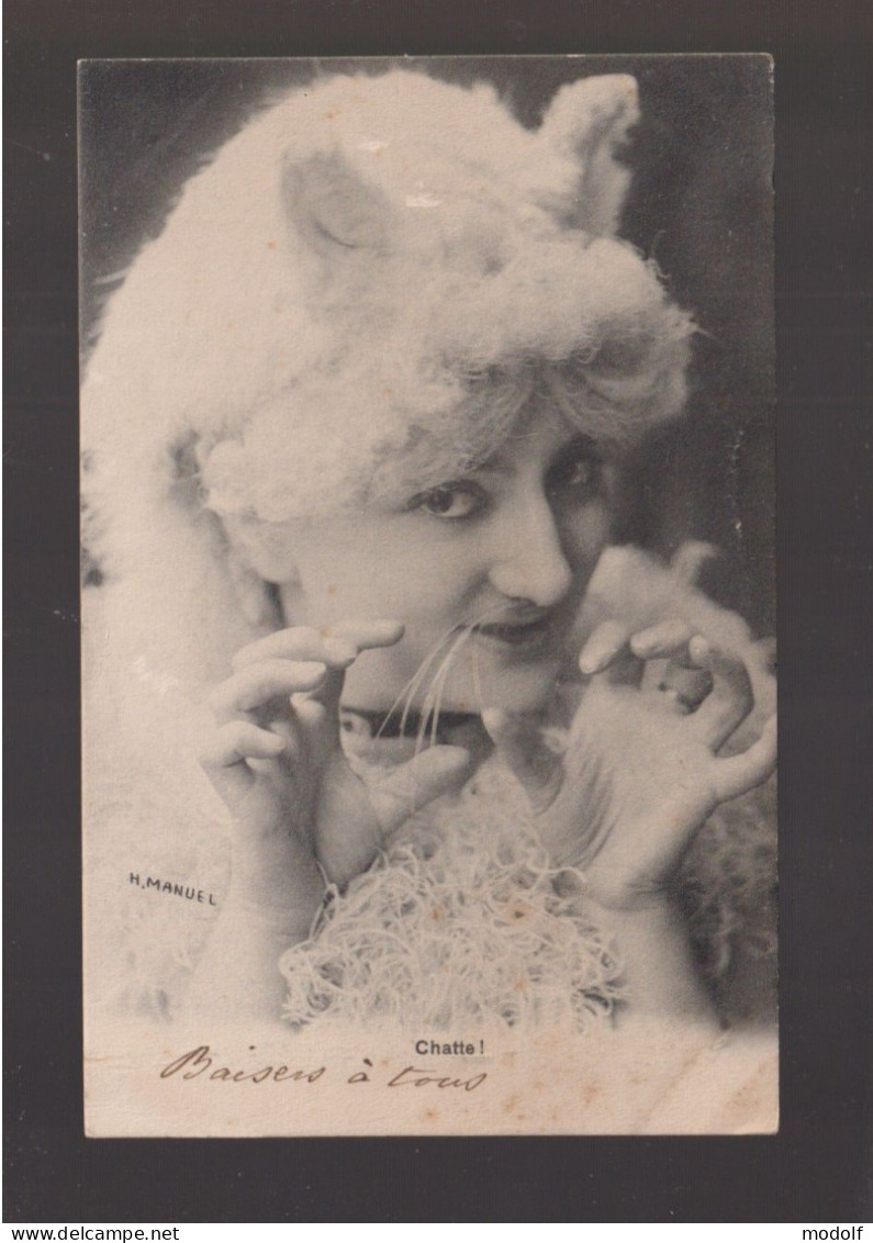 Fantaisies - Série De 4 CPA - Femmes Grimée En Chat - Chatte ! - H. Manuel - Circulée En 1903 - Frauen