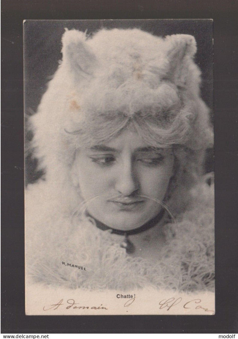 Fantaisies - Série De 4 CPA - Femmes Grimée En Chat - Chatte ! - H. Manuel - Circulée En 1903 - Frauen