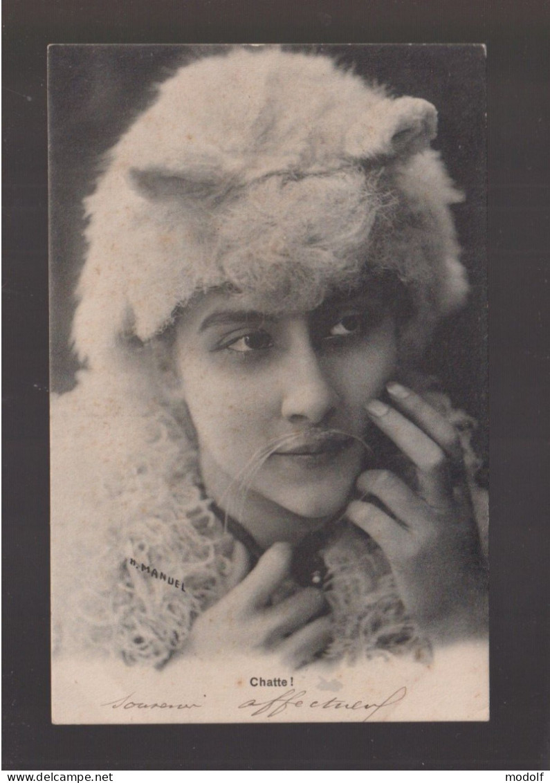 Fantaisies - Série De 4 CPA - Femmes Grimée En Chat - Chatte ! - H. Manuel - Circulée En 1903 - Frauen