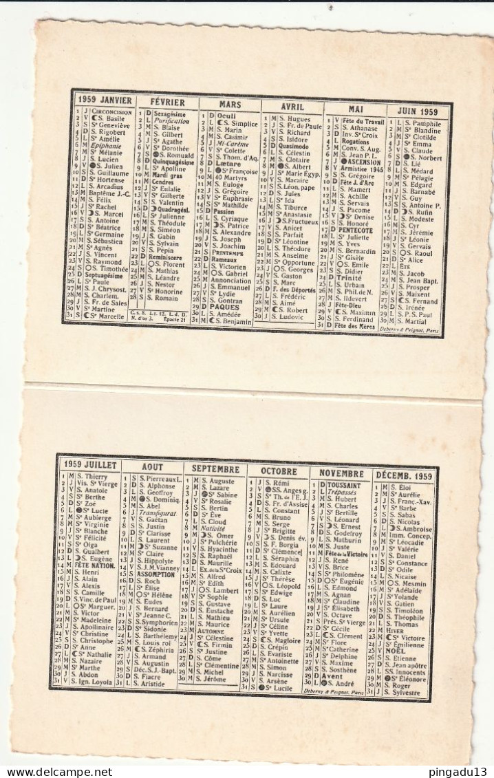 Fixe Afrique AEF Librairie Au Messager Douala Yaoundé Bangui Calendrier 1959 - Small : 1941-60