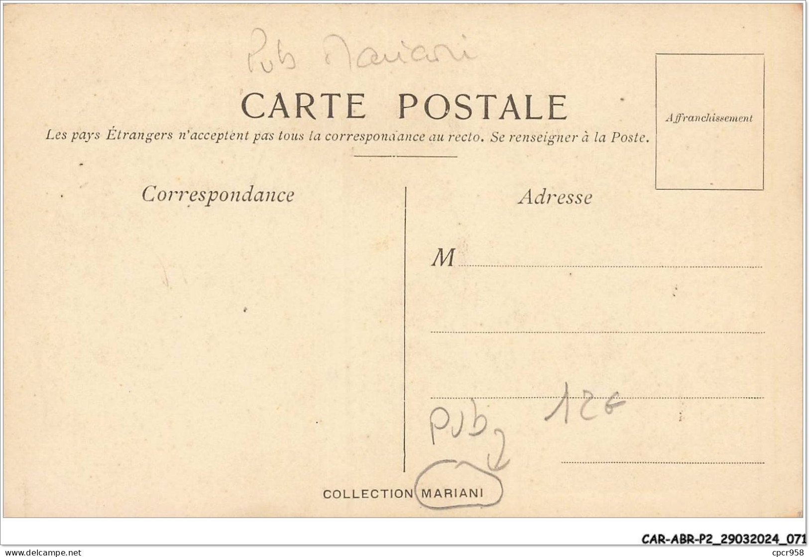 CAR-ABRP2-0136-PUBLICITE - GRAVURE D'APRES UN GROUPE EN TERRE CUITE - COLLECTION MARIANI - Werbepostkarten