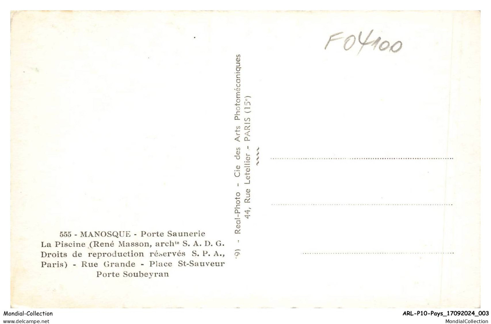 ARLP10-0597-04 - MNOSQUE - Souvenir - Manosque