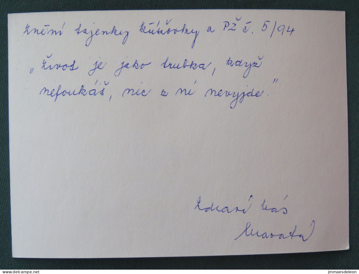 Czech Republic 1994 Stationery Postcard Hora Rip Mountain Sent Locally - Brieven En Documenten