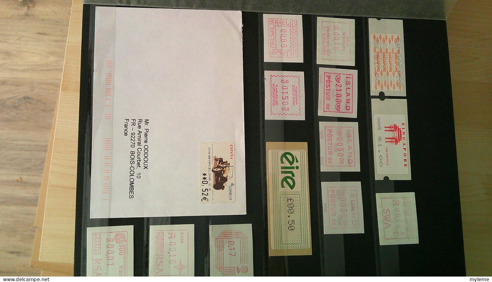 BS377 Bel ensemble de timbres de distributeurs neufs, sur fragments et sur courriers de divers pays. A saisir !!!