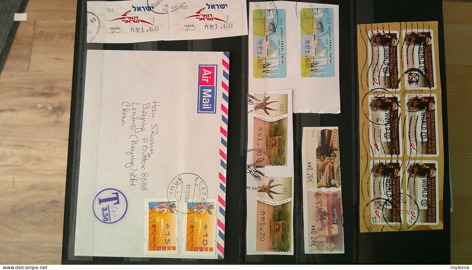 BS377 Bel ensemble de timbres de distributeurs neufs, sur fragments et sur courriers de divers pays. A saisir !!!