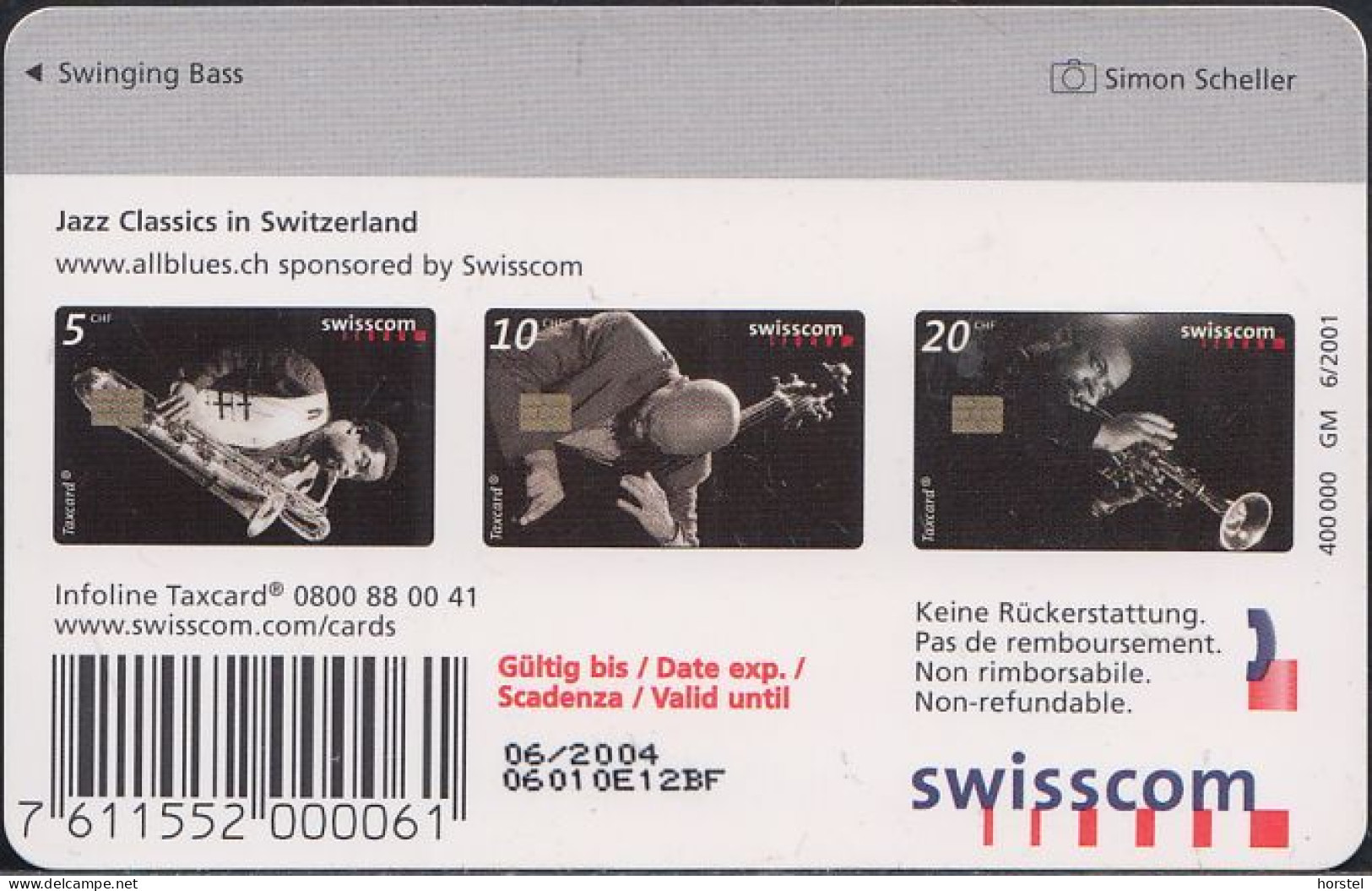 Schweiz CP101 Jazz Classics In Switzerland - 10 CHF - Schweiz