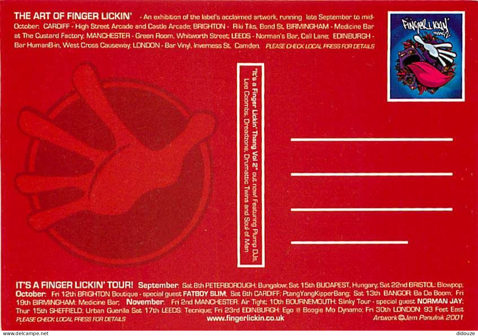 Publicite - The Art Of Finfer Lickin - Jem Panufkik 2001 - Carte Neuve - CPM - Voir Scans Recto-Verso - Werbepostkarten
