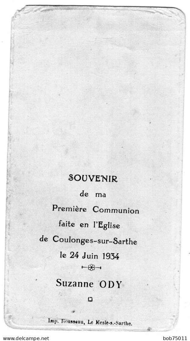 Souvenir De Communion De Suzanne Ody Le 24 Juin 1934 A L'Eglise De Colonges-sur-Sarthe - Communion